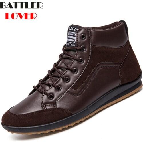 New Men Ankle Boots Men Casual Shoes Leather Sneakers Mans Safety Shoes Male Shoes Adult Boot Autumn Winter Footwear Running