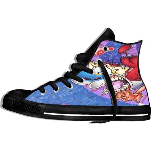 Mens Loafers Print Ren and Stimpy Anime Wearable Comfort Sport Shoes Classic Sneakers Zapatos Hombre Mens Shoes