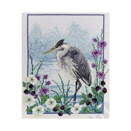 Lovely kit 19-20 Cross stitch Handmade 14CT Counted Canvas DIY,Cross-stitch kits,Embroidery Flower Riverside Egret 30-34