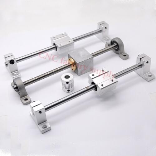 3D Printer guide rail sets T8 Lead screw length 400mm + linear shaft 8*400mm + KP08 SK8 SC8U + nut housing +coupling