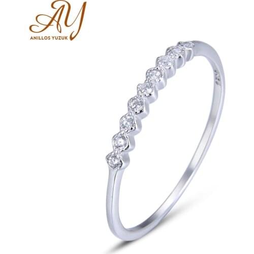 Real 925 Sterling Silver Zircon Stackable Match Ring For Fashion Women Cute Fine Jewelry Minimalist Accessories Gift