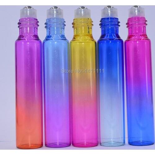 Wholesale Factory Price 1500pcs/lot Colorful 10ml 1/3oz Roll On Glass Perfume Bottle Fragrances Essential Oil bottle Roller Ball