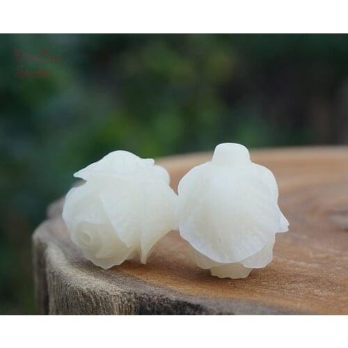 Natural Bodhi Seed Pendant Carved Rose Flower White Mala Japa Beads Bracelet Jewellry Findings DIY Accessories