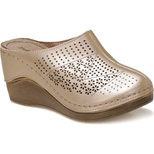 Polaris Dolgu Topuk Harika Tasarım 161723.Z1FX Bronz Kadın Terlik