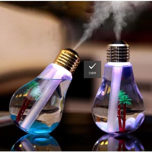 RGB 7 Colors Humidifier Bulb Creative Night Light Bedroom Decor Lights Car Humidifier USB Night Lamp for Baby Adult Office Home