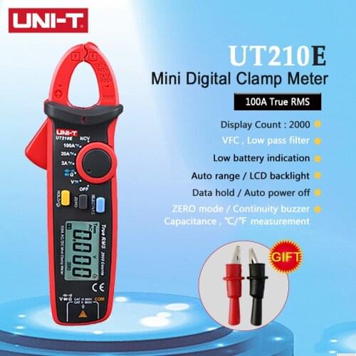 UNI-T UT210E Mini Digital Clamp Meters True RMS AC/DC Current Voltage Non Contact Auto Range VFC Capacitance Multimeter Tester