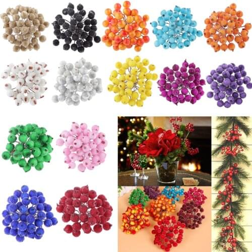 Pack of 200pcs Mini Frosted Fruit Berry Artificial Christmas Tree Decor 13cm