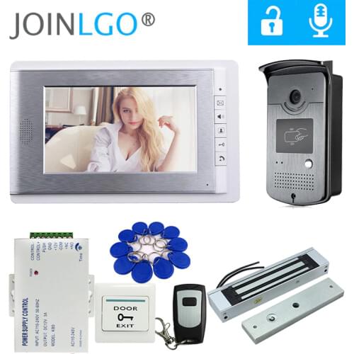 Wired 7" Video Door Phone Video Intercom Doorbell System 1 Monitor 1 RFID Camera + Electric Magnetic Lock FREE SHIPPING
