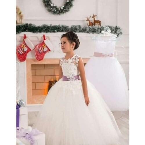Vintage Lace Children Girls White Dresses For Wedding Flower Girls Sleeveless Girls Flower Girls Dresses Custom Made