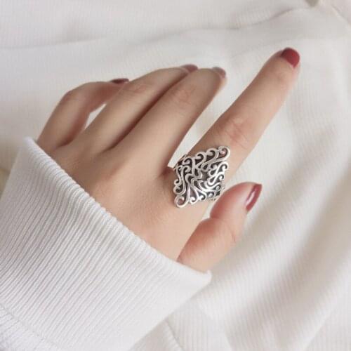 New Trendy Personality Punk Big Flower Rings For Women Lady Resizable Size Rings Party Jewelry Charm Gifts 2021