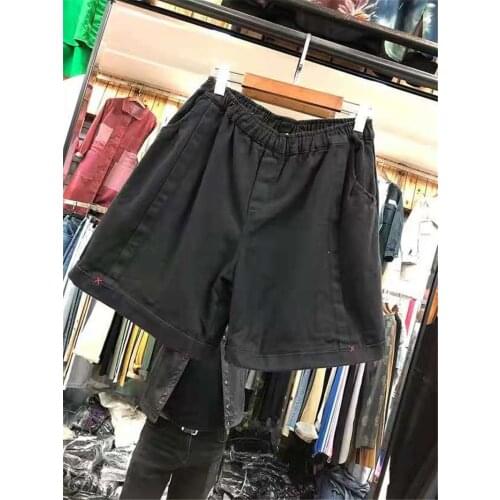 Women Solid Color Plus Size Shorts Ladies Elastic Waist Loose Shorts Female Shorts 2021 Summer