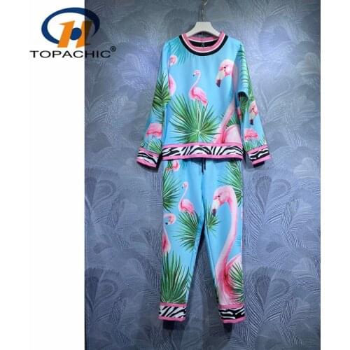 9.1 High Quality Contrast Color Animal Print O-Neck Long Sleeve Blouse + Drawstring Waist Pants Casual Loose Set Women