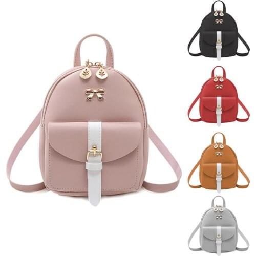 PU Leather Girls Backpack Mini Shoulder Bag Fashion Small Backpack With Headphone Hole Backpack Solid Color WomenS Backpack