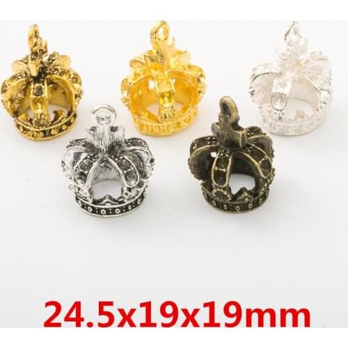 10pcs 24*19MM Antique Silver color gold 3D crown charms bronze metal crown pendant for bracelet earring necklace diy jewelry