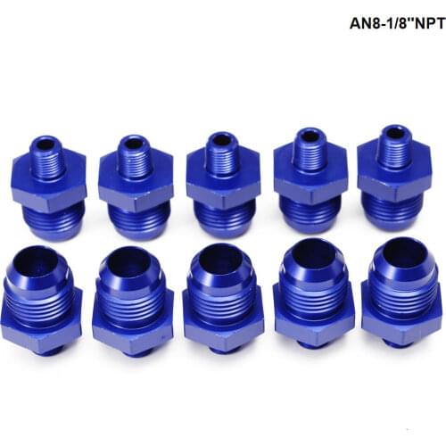 10PCS/LOT Oil /Fuel Line Hose /Gauge Male/Hose Union End Fitting Adaptor Aluminum For Oil Cooler/Gauge AN8-1/8''NPT
