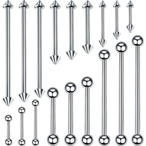 10Pcs Tongue Piercing Ring Tongue Barbell Barbell Tongue Piercing 14G Tongue Piercing Industrial Barbells Quality Body Ring