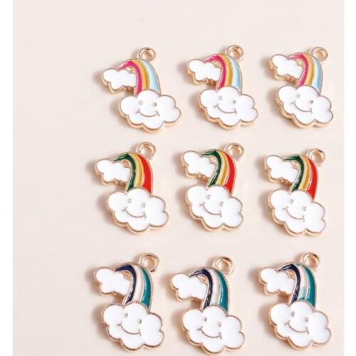 10pcs 15*17mm Pendants Cloud Rainbow Charms for Necklaces Earrings Making Accessories Enamel Alloy diy Jewelry Findigns Craft
