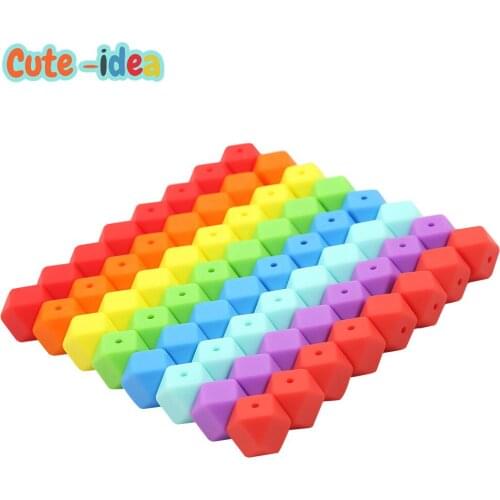 Cute-idea 10pcs Hexagon Food Grade Silicone Bead 17mm Baby Teether Baby Teething Toy BPA Free Nursing Necklace Pacifier Pendant