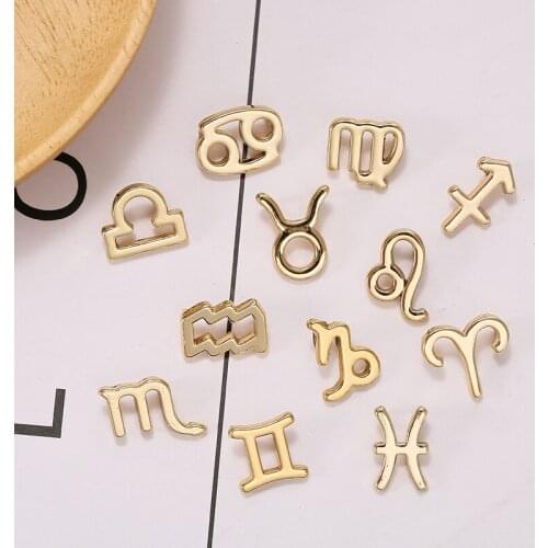 12pcs/lot Gold Silver Color 12 Constellation Charms DIY Necklace Bracelet For Jewelry Making Accessory
