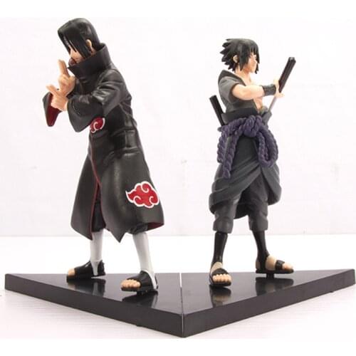 2Pcs/Set Naruto ninja Uchiha Sasuke Uchiha Itachi Action Figures Anime Figurines doll Model Toys Birthday Ornaments Gift