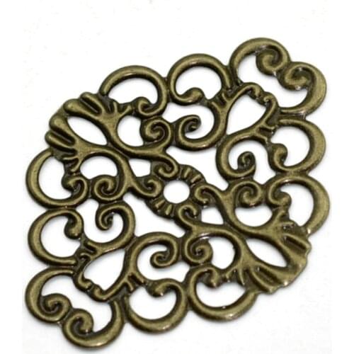 8SEASONS 50 Bronze Tone Flower Wraps Connectors 37x30mm (B14855)