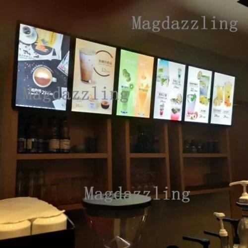 6Units Slim Black Snap Open Aluminum Frame LED Illuminated Menu Light Box 50x70CM size for Restaurant/Pizza Shop/Fast Food chain