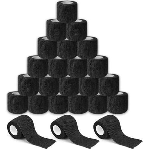 8/12/16/24/48pcs Black Disposable Cohesive Tattoo Grip Cover Self-Adhesive Bandages Handle Grip Tube for Tattoo Machine Grip
