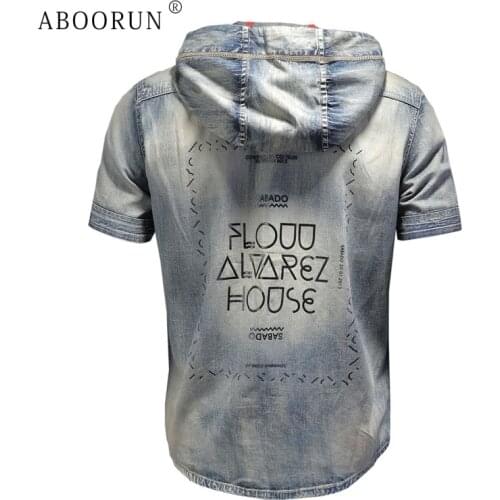 ABOORUN Mens Denim Shirts