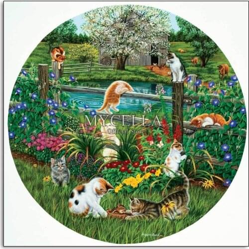 Animals 5D Diy Diamond Painting Cross Stitch Diamond Embroidery Cats at Play FlowersHobbies Crafts Diamond Mosaic Home Decor