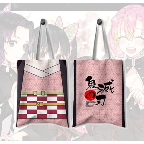 Anime Demon Slayer Kimetsu No Yaiba Hashibira Inosuke Creative Cartoon Print Handbag Shoulder Bag Casual Canvas Bag Gift
