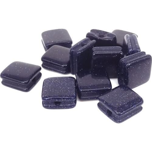 Blue Sand Stone Square Shape Beads For Macrame Bracelet DIY Brand Jewelry Making CAB CABOCHON Loose Gem Stone Accessories Bead