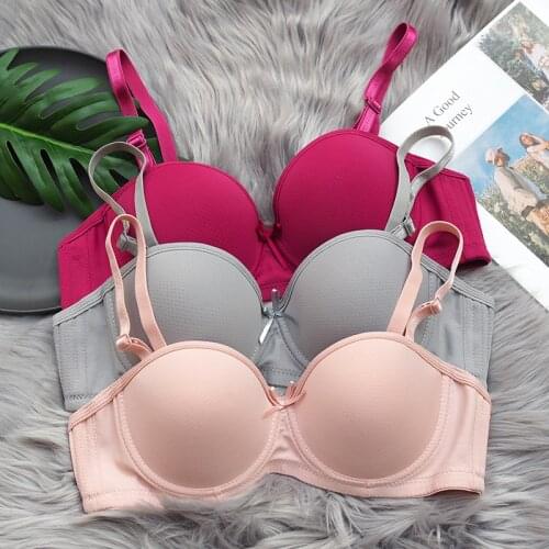 New gather sexy thin bra comfortable breathable underwear Removable shoulder strap with steel ring push up lingerie
