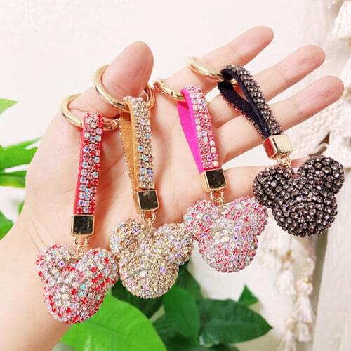Zircon Key Chain Pendant Tassel Mickey Bear Heart Animal Horse Ball Car Bag Korean Luxury Rhinestone Accessories Fashion Jewelry