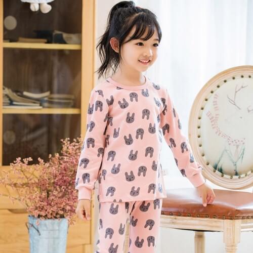 27 kids Autumn Girls Pajamas Suit For 2-9 Years Home Wear Suit Children Pajamas Cartoon Pattern Spring Girls Clothes