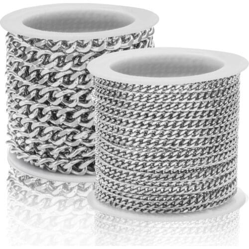 1 Meter Stainless Steel Double-Sided Grinding Bracelet Chain Necklace Charm Findings For DIY Jewelry Making Pendant Accessories