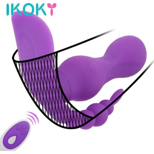 IKOKY 10 Speed Anal Clitoris Stimulator Vibrating Panties Wireless Remote Control Wearable Dildo Vibrator G Spot Vagina Massager