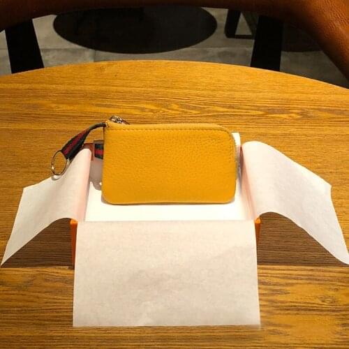 Genuine Leather Unisex Key Wallet Minimalist Design Fashion Car Key Pouch Solid Color Brand Key Holder Slim Purse With Keychain