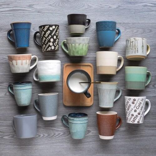 Creative personality ceramic mug Nordic simple coffee cup water cup Vintage cereal milk breakfast cup travel cups mug coffee mug