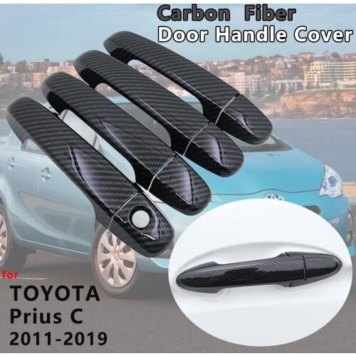 Carbon Fiber Door Handle Cover Catch Trim Car Accessories for Toyota Prius C Aqua 2011 2012 2013 2014 2015 2016 2017 2018 2019