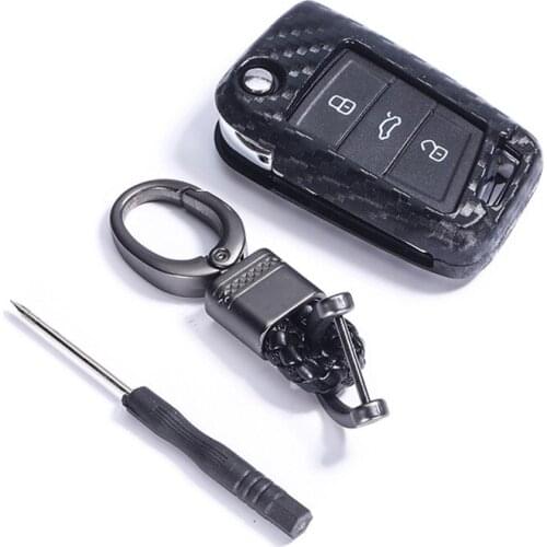 Carbon Fiber Silicone Matte Car Key Cover Case For Volkswagen VW Golf7 mk7 Seat Ibiza Leon FR 2 Altea Aztec For Skoda Octavia