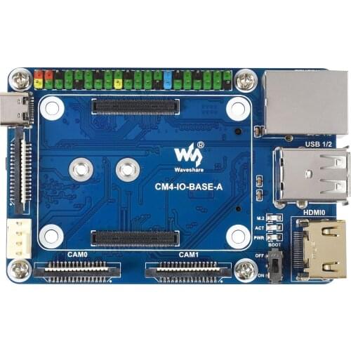 Waveshare Mini Base Board(A)for Raspberry Pi Compute Module 4,Onboard Connectors Including:CSI/DSI/FAN/USB/RJ45 Gigabit Ethernet