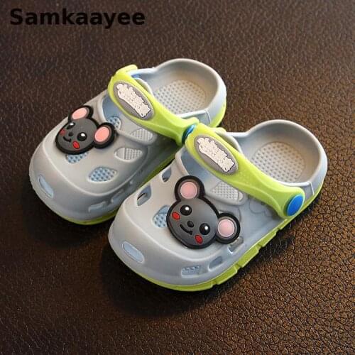 2-9y Kids Mules Clogs Summer Baby Boys Girls Sandals Toddler Cartoon Mouse Slippers Flat Heel Children Non-Slip Garden Shoes 1