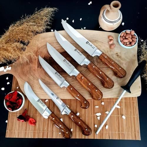 Knife Set Handmade Butcher Knife Sacrificial Knife Set Chopping Cutter Knife 7 Pieces סכין סכין חיתוך סכין בעבודת יד 7 חלקים