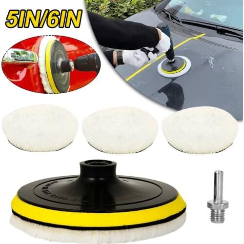 5PCS Universal Car Polish Pad 5/6inch Buffing Pad Kit Soft Wool Machine Waxing Polisher Car Body Polishing Discs Cleaning Tools