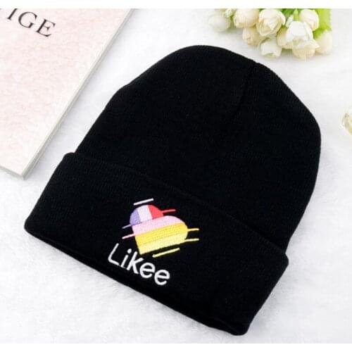 New Knitted Embroidery Cap Hat Likee Letter Colorful Heart Ski Warm Winter Beanie Skullies Cap Hat For Women Men Christmas Gift