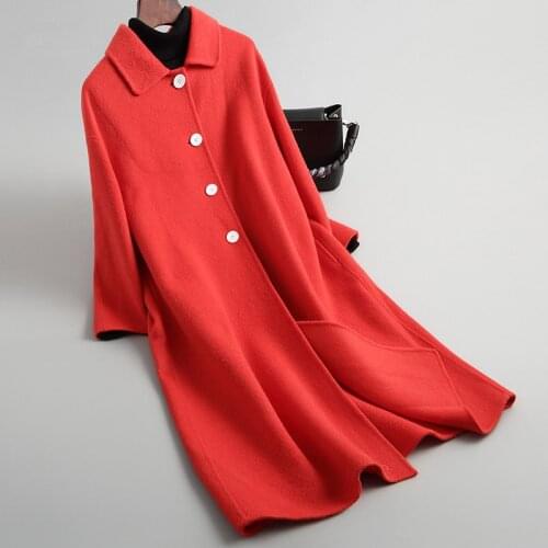 YUNSUE 2020 New Autumn Spring Double-sided Wool Coat Female Elegant Womens Cashmere Jacket Overcoat Jackets Casaco 38433