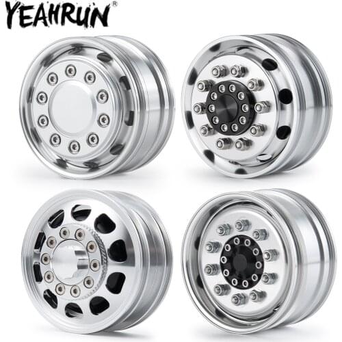 YEAHRUN 2PCS Metal Front Wheel Rim Hub 10 Spoke for 1:14 Tamiya Trailer Tractor Truck RC Crawler Car Wheels Parts