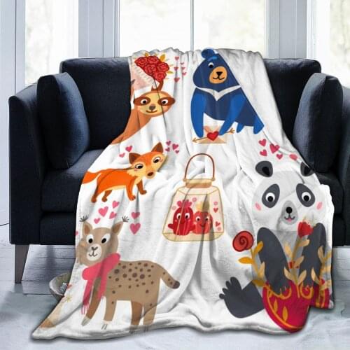 Cute Cartoon Animals Pattern Super Soft Cozy Fleece Blanket For Kid Adult Colorful Summer Winter Family Dropship Family Throws