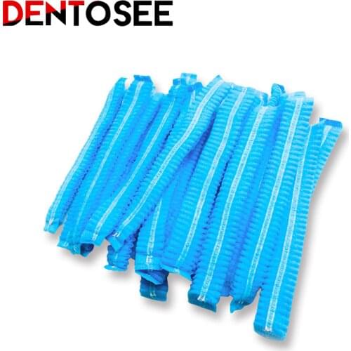 100Pcs Double Ribbon Disposable PP Non-woven Hat Hotel One-Off Elastic Shower Bathing Cap Clear Hair Salon Beauty Accessories