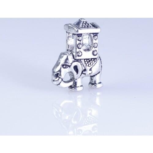 Wholesale 20pcs silver plated elephant beads Big Hole Beads Fit style European Bracelet hole 5mm